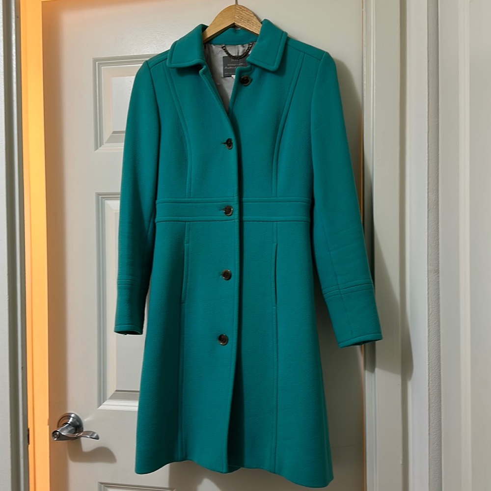 Turquoise J Crew Lady Day Coat
